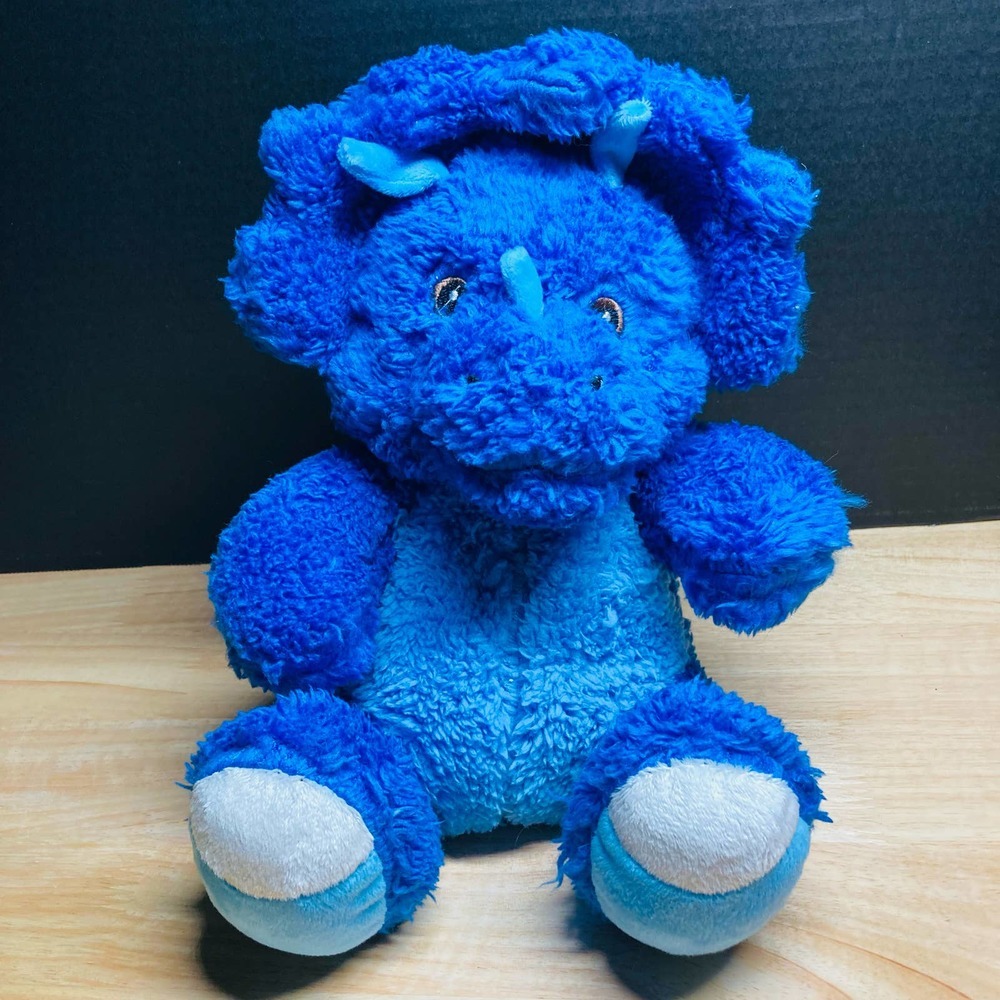 Silver One Blue Dinosaur Triceratops Stuffed Plush. Pre-Owned
